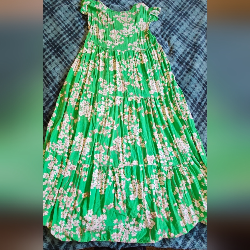 Banditas from Marseille Dopamine Art Maximalist Bright Green Floral dress sz M - Picture 10 of 10